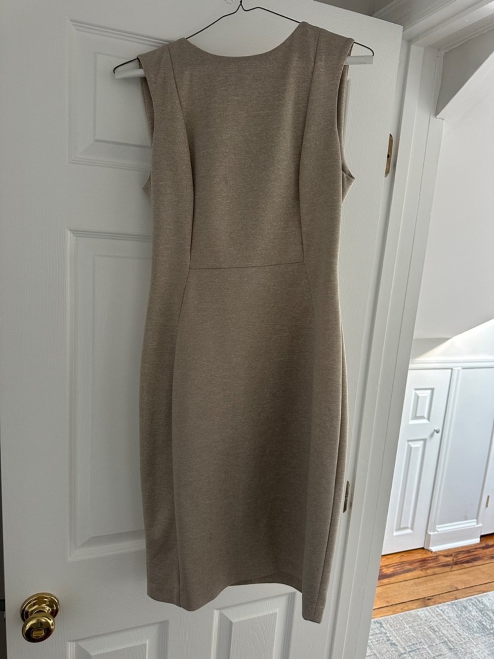Calvin Klein Beige Sleeveless Midi Sheath Dress